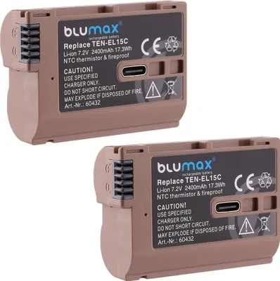 Produktbild von 2x Blumax Akku | für Nikon EN-EL15 a/b/c  | mit USB-C  Z5 Z6 II Z7 II 2400 mAh