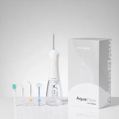 Zdjęcie produktu dla Bezprzewodowa toaleta bidetowa Smilesonic Aquaflow White, pojemność 300 ml, 5 końcówek, ciśnienie 2,75-7,6