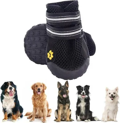 Produktbild von Famanu Hundeschuhe für mittelgroße und große Hunde - Atmungsaktiv, rutschfest und verstellbar