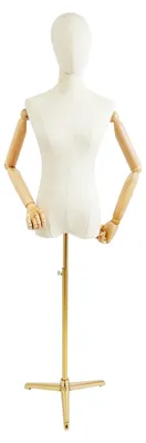 Produktbild von Damen Schaufensterpuppe - Oberkörper Kleiderständer - Metall Torso Büste - Ausstellungsständer für Kleidung - Halbkörper Modell - Gold