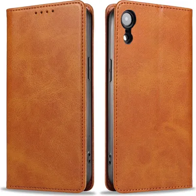 Produktbild von Handyhülle für Apple iPhone XR Kunstleder Flip Cover Hülle Handytasche Case Kartenfach Farbe: Hellbraun