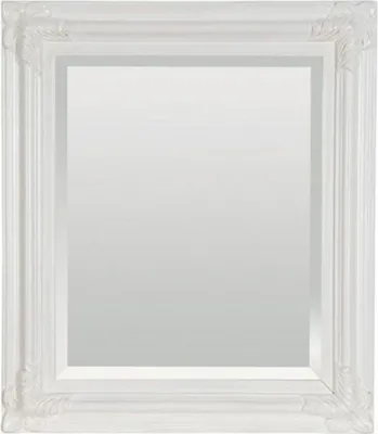 Produktbild von Casa Padrino Barock Spiegel Antik Weiß 69 x H. 79 cm - Rechteckiger Wandspiegel im Barockstil - Prunkvoller Antik Stil Garderoben Spiegel - Barock Interior - Handgefertigte Barock Möbel