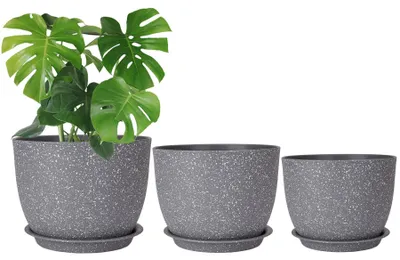 Obrázok produktu pre Omgoods – Súprava vnútorných kvetináčov – 3 veľké plastové kvetináče, rozmery: 25/23/20 cm