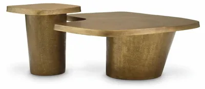 Produktbild von Casa Padrino Luxus Aluminium Couchtisch Set Vintage Messing - Hotel & Wohnzimmer Möbel
