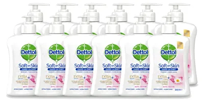 Image de 12 flacons de savon antibactérien pour les mains Dettol, hydratant, à la camomille, 250 ml. Pack économique de 12 pièces