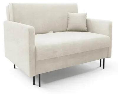 Produktbild von LIKMA Mara Schlafsofa 2-Sitzer 128x98x107 cm Beige ausklappbar mit Bettfunktion 110x188 cm Sofa mit Stauraum und Kissen