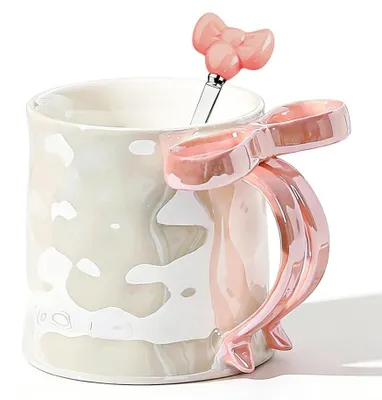 Produktbild von Omgoods – Rosa Tasse mit Muster für Kaffee und Tee