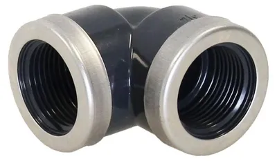 Produktbild von Suevia PVC-Winkel 90° 1/2" mit VA-Verstärkungsringe - 103.0012
