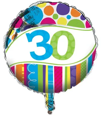 Produktbild von Folienballon zum 30. Geburtstag, 18 Zoll / 45 cm, für Helium oder Luft geeignet