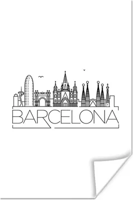 Produktbild von MuchoWow® Poster Skyline von Barcelona" auf weißem Hintergrund 20x30 cm - Papierdruck