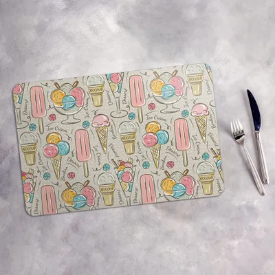 Produktbild von Tischset 6x45x30 cm + 6x10fi cm Platzset Tischmatte Platzmatte Untersetzer - Eiscreme und Süßigkeiten