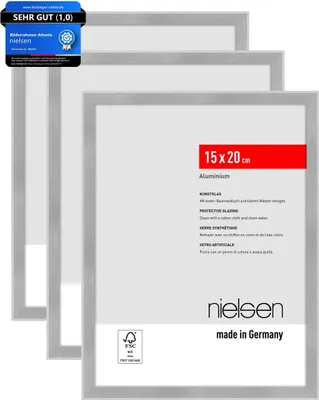 Obrázek produktu pro nielsen hliníkový rám na portrét, rám na obraz 3er SET Atlanta, 15 x 20 cm, struktura stříbrná matná