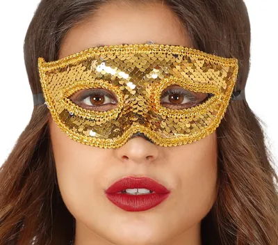 Productafbeelding van Carnaval, Venetië, glinsterende oogmasker, kostuum, feest, Fasching, Kerstmis, Nieuwjaar, glamour, elegante masker, kleur: goud