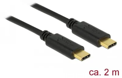 Produktbild von DeLOCK 83324, 2 m, USB C, USB C, USB 2.0, 0,48 Gbit/s, Schwarz