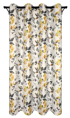 A curtain hanging on a curtain rod.