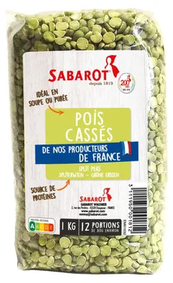 Produktbild von Sabarot Spalterbsen 1000g – Getrocknete grüne Erbsen, proteinreich, ideal für Suppen & Eintöpfe