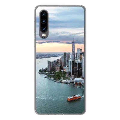 Produktbild von MuchoWow® Handyhülle Schutzhülle Hülle für Huawei P30 Luftaufnahme von New York Silikon Softcase Handy Hülle - Kartenbesitzer