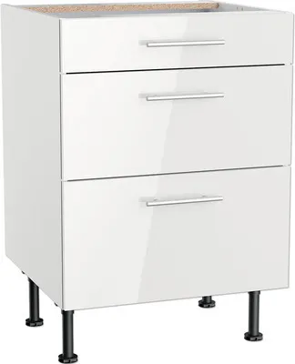 Produktbild von Optifit Schubladenunterschrank Rurik986 BxTxH 60 x 58,4 x 87 cm weiß glänzend zerlegt KFRU U636-8E+