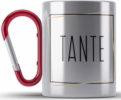 Produktbild von Trendation - Beste Tante Geschenk Edelstahl Tasse Karabiner Tante Geschenkidee Du Wirst Tante (Rot)