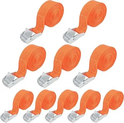 Image de Sangles de fixation réglables 2,5 cm x 2,5 m, orange, pour vélo et moto