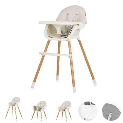Produktbild von Chipolino Kinderhochstuhl Rio 2 in 1, Kinderstuhl rutschfeste Beine 5-Punkt-Gurt beige-weiß