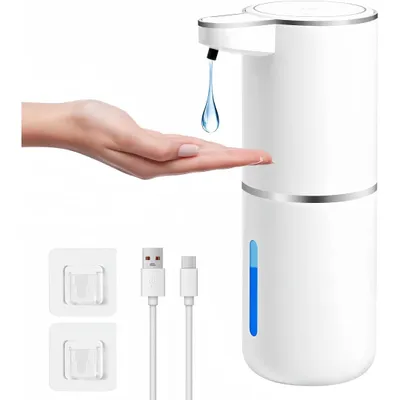 Produktbild von Automatischer Sensor-Seifenspender – 4‑stufig einstellbar & Batterieanzeige, 380 ml, USB‑C, Wandmontage ohne Bohren, IPX5 – für Bad, Küche & Gewerbe