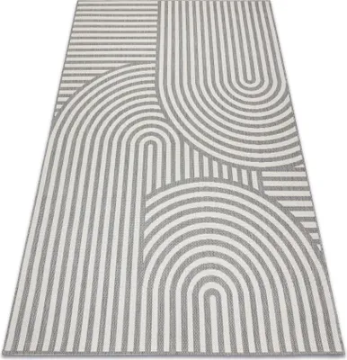 Produktbild von Teppich FLAT SISAL 49376637 Kreise Streifen grau/creme Grau 160x230 cm