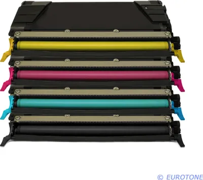 Produktbild von 4x Eurotone Toner Alternative für Lexmark 00C5222KS Black Schwarz / 00C5222CS Blau Cyan / 00C5222MS Rot Magenta / 00C5222YS Gelb Yellow