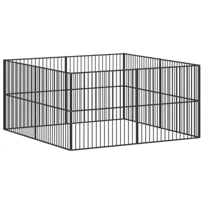Immagine prodotto di Box per Cani 8 Pannelli Nero Acciaio Zincato