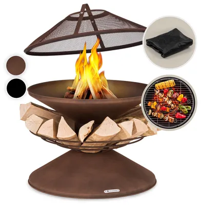 Zdjęcie produktu dla BlumfeldtAguilera, palenisko ogrodowe z grillem, Ø 65 cm, schowek na drewno, stal