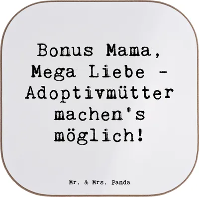 Produktbild von Mr. & Mrs. Panda Untersetzer Spruch Adoptivmutter Liebe - Weiß - Geschenk, Adoption, Adoptivkinder, Tassen, Gläser, Handarbeit, herzerwärmende Sprüche, gläseruntersetzer