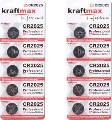 Produktbild von Kraftmax 10er Pack CR2025 Lithium Hochleistungs- Batterie / 3V CR 2025 Knopfzelle für professionelle Anwendungen - Neuste Generation