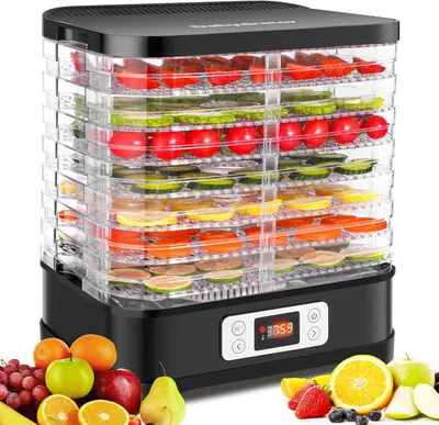 Obrázek produktu pro Sušička potravin z nerezové oceli, 400 W, s 8 úrovněmi sušení a regulátorem teploty 35-70 °C