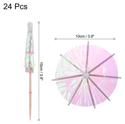 Image de 24 Pcs Parapluies de Cocktail en Papier ColoršŠ, 3,9 Pouces Piques š€ Cocktail ColoršŠs Mini Parapluies en Papier pour Boissons Gateau ornementationations
