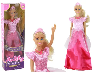 Image de Lalka Dla Dzieci Anlily Księżniczka Długie Blond Włosy Tiara Różowa Suknia