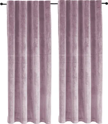 Produktbild von Samt Vorhänge 2er Set Altrosa Kräuselband Verdunkelung 140x145 cm Samt weich blickdicht Gardine