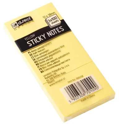 Image de Notes autocollantes 51x38mm jaune D.RECT