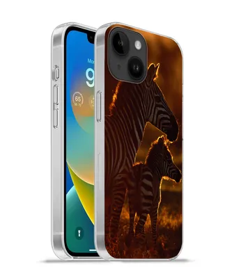 Produktbild von MuchoWow® Handyhülle Schutzhülle Hülle für Apple iPhone 14 - Softcase Zebra - Sonne - Fohlen Silikon Softcase Handy Hülle - Mobiltelefonhülle