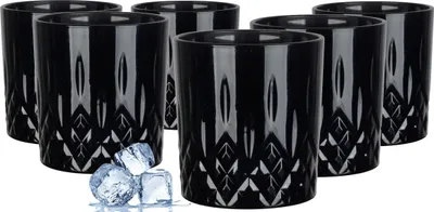 Produktbild von Glasmark Krosno Whisky Gläser Set Whiskey Rum Gin Bourbon Cocktail Glas Trinkgläser Für Männer Whiskyliebhaber Alkohol Zubehör Schwarz 6 x 280 ML