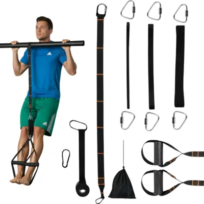 Produktbild von FIT4MED | Verstellbare Trainingsbänder zum Klimmzug 34-102 kg – CrossFit-Gurte - KARABINER, TÜRGURT, TRAGETASCHE, VERSTELLBAR, FÜR KLIMMZÜGE & REHA
