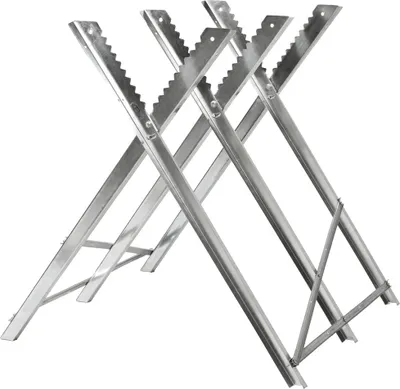 Image de Chevalet de sciage pliant 3 tréteaux - argent