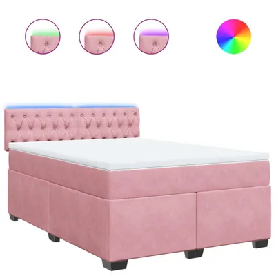 Produktbild von Boxspringbett mit Matratze Rosa 140x190 cm Samt