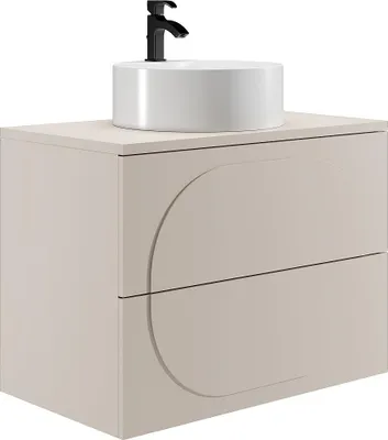 Produktbild von Badmöbel Hängeschrank + Aufsatzwaschbecken rund - Beige - 80 cm - VUTOMA