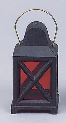 Produktbild von Rote Miniatur Laterne aus Kunststoff, 45 mm, für Krippen, Hobby und Modellbau