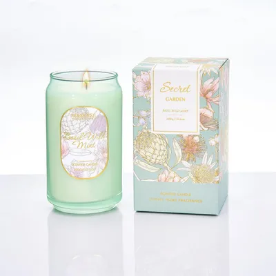 Productafbeelding van Geurkaars Basilicum & Munt, sojawas, in glas, 300g, brandduur 60 uur