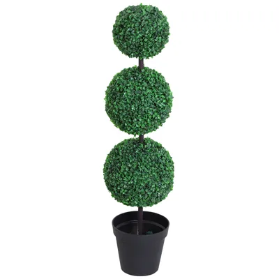 Image de Outsunny Buis Artificiel topiaire Artificielle en Forme de Boules dim. Ø 30 x 112H cm Vert