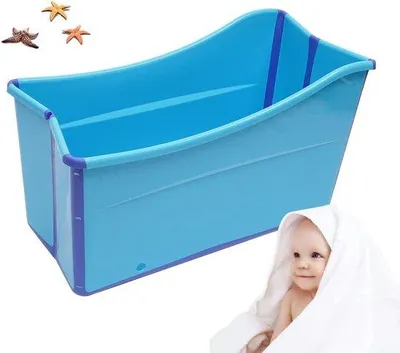Produktbild von Faltbares Bad für Erwachsene - Tragbares Bad - Relaxing Home - Raumsparendes Design - 87 x 46 x 56.5 cm - Blau