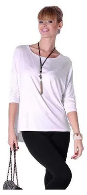 Produktbild von Longshirt Bluse Shirt mit Fledermausärmel TopGr. S/M; Weiß