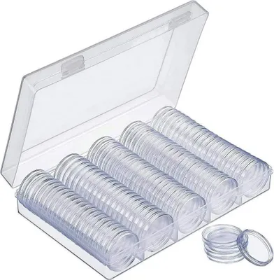 Immagine prodotto di Scatola trasparente per capsule di monete, protezione per monete rotonde da collezione, scatola per monete, adatta per monete da collezione (monete da 30 mm)