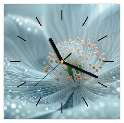 Produktbild von Wanduhr aus Glas mit Motiv Blumenpracht- 30 x 30 cm - inkl. Aufhängesystem